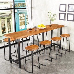 Mesas y sillas de <span class=keywords><strong>Bar</strong></span> de patas altas de madera maciza nórdica <span class=keywords><strong>Bar</strong></span> de tienda de té de la leche y mesas y sillas de <span class=keywords><strong>Bar</strong></span> largas - Product Image 4