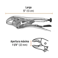 Pince de serrage MASTER 48, 5' à mâchoires courbées dentelées, en acier inoxydable, poignées en acier allié, argent, pour bricolage et découpe