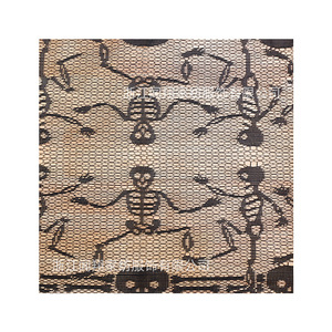 Camino de mesa rectangular de poliéster con encaje negro y calaveras para Halloween, decoración de interiores - Product Image 5