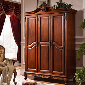 Armoire de luxe en bois massif antique vêtements chambre américaine <span class=keywords><strong>placard</strong></span> en bois durable garde-robe haute - Product Image 3