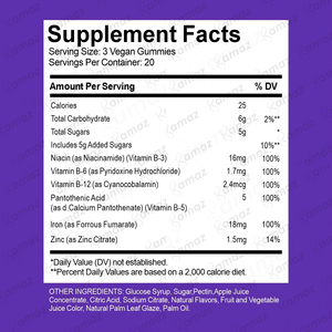 Amaz OEM Supplément multivitaminé Gommes végétaliennes en fer pour soutenir l'énergie et l'immunité Gommes en fer - Product Image 5