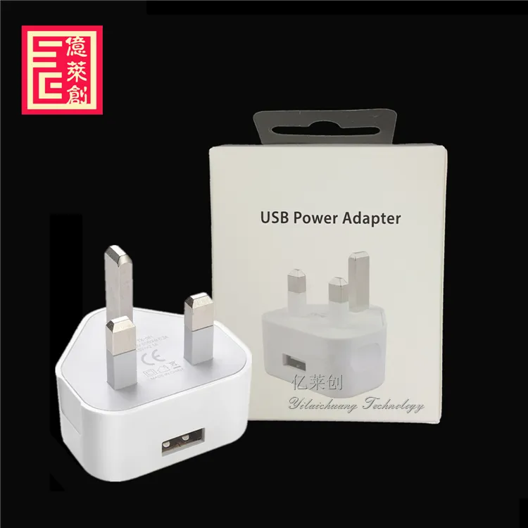 מטען עבור iPhone קיר USB 3 פין מטען אמיתי 5W USB כוח מתאם בריטניה Plug