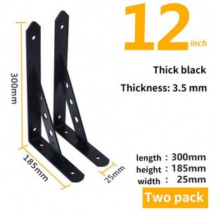 WEKIS Heavy-Duty 6/8/10/12-Inch Floating <b>Shelf</b> Corner <b>Bracket</b> 90 Degree Triangle Gusset <b>Black</b> Powder Coated Screw-in <b>Brackets</b> - Product Image 3