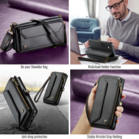Étui de téléphone Denior grande capacité avec portefeuille à bouton latéral, anti-chute et béquille, compatible avec A72/A71/A57/A56/A37/A17/A16/A14