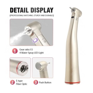 Pieza de mano dental de alta calidad para clínicas dentales, escala 1:5, fibra óptica motorizada flexible, acero inoxidable de alta velocidad, plateado. - Product Image 2
