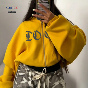 Sweat-shirt à capuche oversize zippé en molleton avec motif graphique vintage, esthétique Y2K, streetwear, pour <span class=keywords><strong>femme</strong></span> - Product Image 1