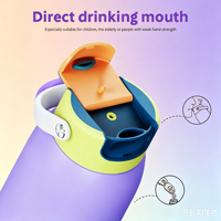 Gourde isotherme à double paroi en acier inoxydable pour enfants, avec ouverture à clapet facile, sans BPA, portable, avec poignée de transport