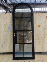 Puerta Interior de Hierro de Alta Calidad con Vidrio Insonorizado, Puertas Francesas Arqueadas