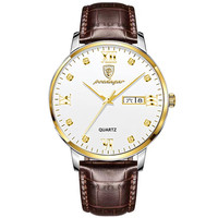 POEDAGAR 856B Montre de sport de luxe à bracelet en cuir Montres pour hommes Montre à quartz étanche et lumineuse pour hommes