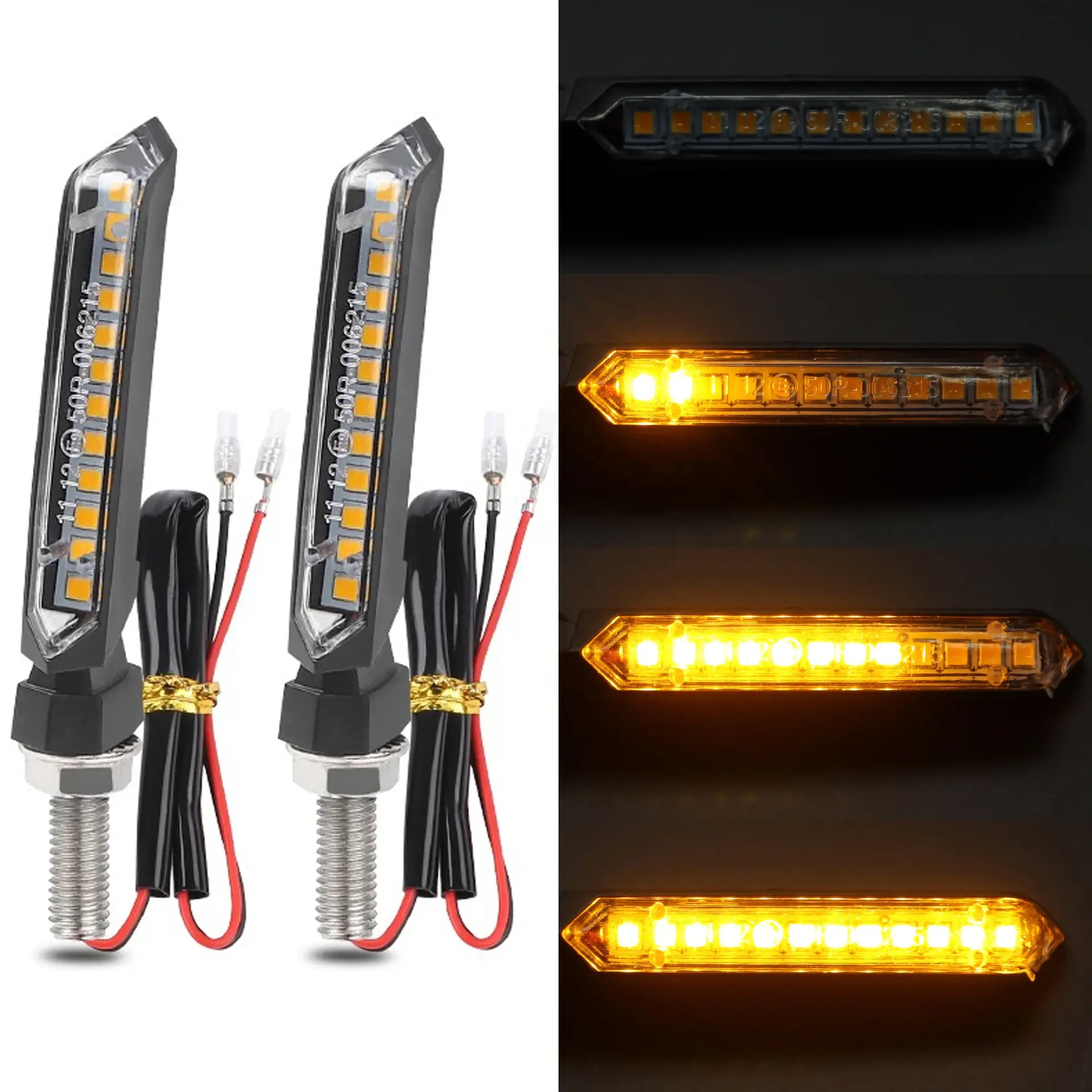 Motorfiets Led Richtingaanwijzers Flasher Blinker Lichten Amber Sequentiële Stromende Waterlamp Voor Suzuki Yamaha Kawasaki