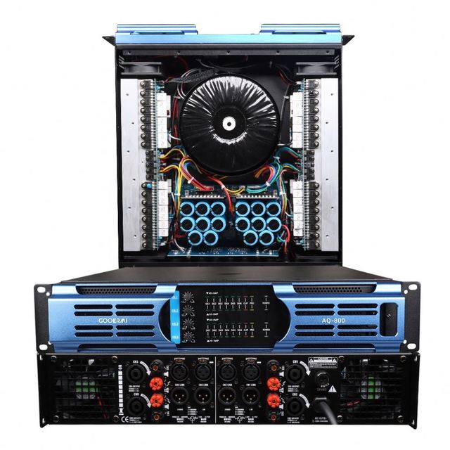 AQ800 Professional 4 Channel Power Amplifier 800W 8Ω Audio Amp PRO Performance Stage Speakers PA System Soundboard