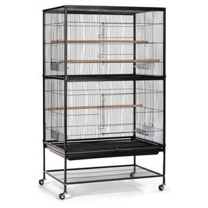 Kandang Burung Besi Tempa dengan Dudukan, Kandang Burung Hitam, 31-Inci kali 20-1/2-Inci kali 53-Inci, Rumah untuk Beberapa Parkit - Product Image 1