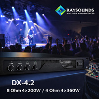 Amplificateur de puissance professionnel Raysounds à 4 canaux en alliage d'aluminium, 200W 360W, montage en rack, audio PA pour système sonore