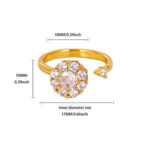 Nouvelle bague <span class=keywords><strong>anti</strong></span>-<span class=keywords><strong>stress</strong></span> et <span class=keywords><strong>anti</strong></span>-anxiété pour femme, en acier inoxydable plaqué or, motif géométrique rotatif, style européen et américain, très tendance - Product Image 4