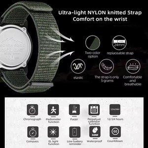 NORTH EDGE ALPS Montre Digitale Originale pour Homme Fibre de Carbone Extérieur Antichoc Sport Super Légère Boussole Étanche 50M Montre-Bracelet - Product Image 6