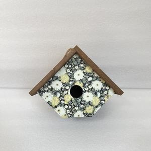 Charmant vogelhuisje met bloemenprint en <span class=keywords><strong>vintage</strong></span> dakontwerp, houten vogelhuis, hangend vogelhuisje voor buiten - Product Image 2