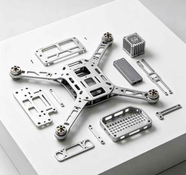 Custom CNC Machined Aluminum UAV Drone Frame Structural Frame Parts Lightweight Alloy Prototype Precision CNC Machining Service