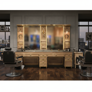 Espejo de Barbería Comercial de Lujo, Moderno, de Madera Real, Elegante, Duradero, Ajustable, con Base Metálica, Muebles de Barbería de Fábrica - Product Image 3