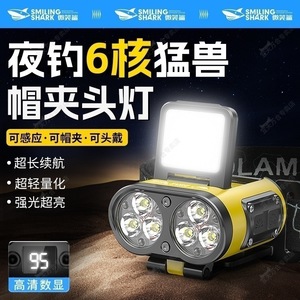 Lampe frontale Smiling Shark rechargeable Type-C, projecteur COB à double faisceau avec détecteur de mouvement pour camping et randonnée en extérieur - Product Image 5
