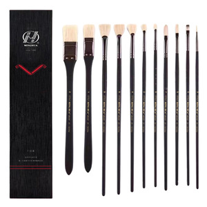 Ensemble de 11 pinceaux à <span class=keywords><strong>gouache</strong></span> et craie Factory Black Knight, manche en bois, poils naturels, pour peinture acrylique, stylo à peinture spécial, pinceau éventail, huile - Product Image 5