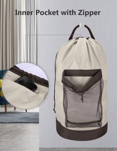 Sac à dos de lavage BSCI, sac à dos à langer avec bretelles et poche en filet, panier à linge en nylon durable - Product Image 4