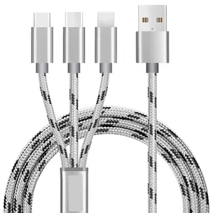 Cabo carregador trendsetter multi-carregador, nylon 3 em 1, cabo universal para carregador, adaptador tipo c, conector usb