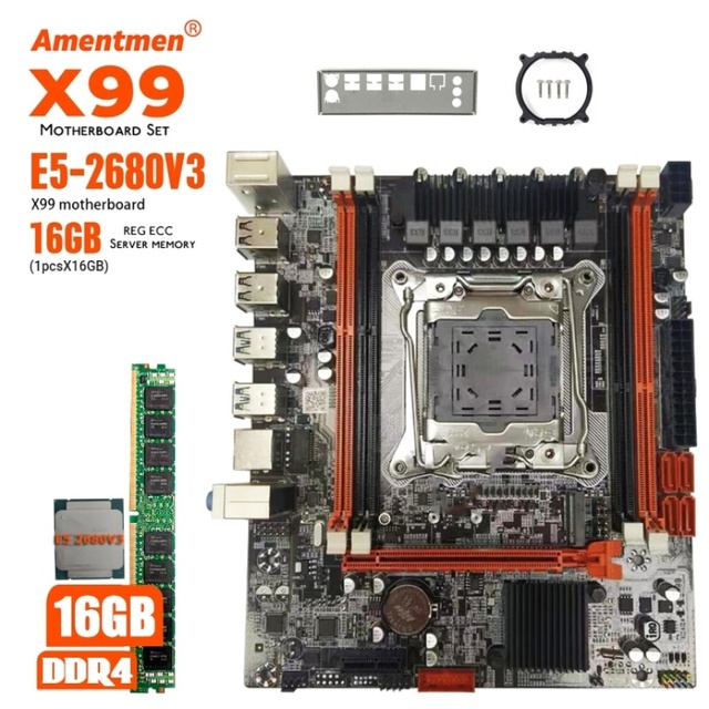 New Intel X99 Motherboard Set Double Channel Xeon E5 2640 V3 LGA2011-3 CPU 16GB DDR4 RAM 128GB SATA Desktop