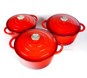 Cuisine classique personnalisée casserole <span class=keywords><strong>ronde</strong></span> <span class=keywords><strong>en</strong></span> <span class=keywords><strong>fonte</strong></span> émaillée ensemble d'ustensiles de cuisine pour four hollandais - Product Image 4