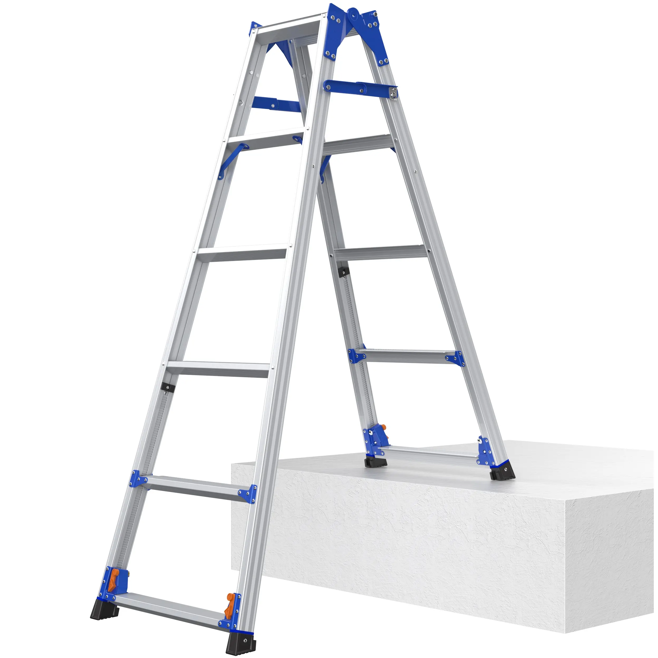 Double side aluminium herringbone ladder with adjustable feet