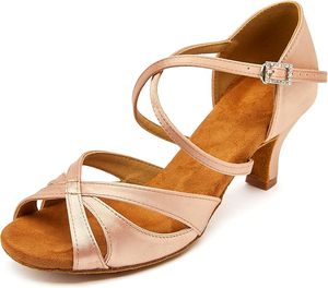 Zapatos de Baile de Salsa de 7 cm para Mujer, Zapatos de Baile Latinos de Tango y Cha Cha, Sandalias de Competición con Tiras Cruzadas para Personalizar - Product Image 1