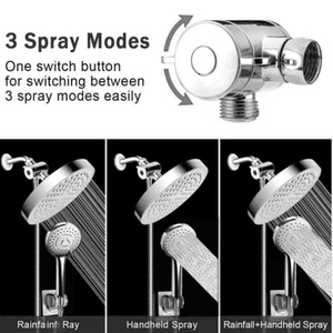 Pommeau de douche anti-fuite 6 pouces à effet pluie, haute pression, avec douchette à main intégrée, orientable et réglable - Product Image 3