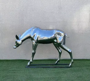 Metal heykel paslanmaz çelik cilalı veya ayna cilalı geyik heykeli yüksek cilalı paslanmaz çelik geyik parkı heykel