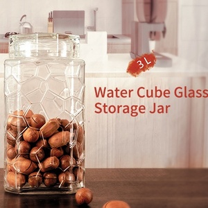 Approvisionnement en usine en gros Cube d'<span class=keywords><strong>eau</strong></span> bocal de stockage en verre coloré scellé couvercle à vis Mason bidon <span class=keywords><strong>prix</strong></span> bon marché pour les Condiments - Product Image 3