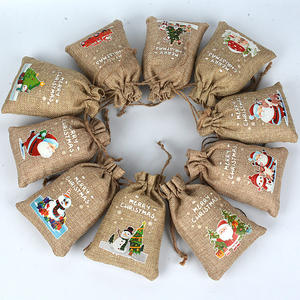 Bolsa de Yute Personalizada para Envolver Regalos de Navidad, Bolsa Ecológica con Cordón y Logotipo - Product Image 6