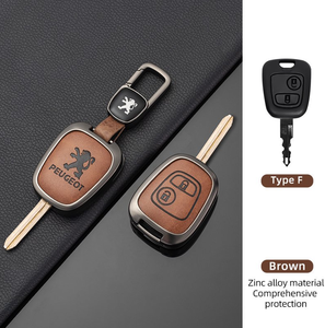 Vente en gros vente directe prix raisonnable prix alliage de zinc housse de <span class=keywords><strong>clé</strong></span> de voiture métal et cuir pour <span class=keywords><strong>peugeot</strong></span> 206 - Product Image 2
