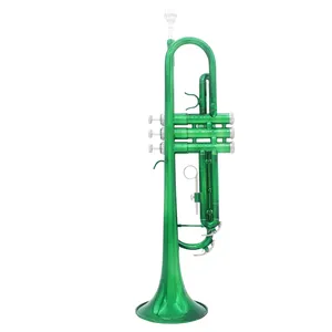 Brass Bb Trumpet Silver-plated Colorful Music Instrument for Student Beginner Green