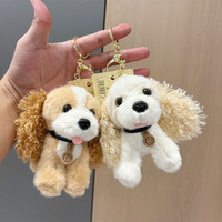 Porte-clés poupée en peluche douce chiot Cocker Spaniel créatif, style célébrité internet, breloque de sac, vente en gros