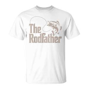 Camiseta de pesca The Rodfather para papá, diseño de pez basa, regalo para hijo e hija - Product Image 1