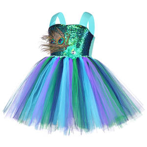 Recién llegado, falda de tutú esponjosa de pavo real para niñas y niños <span class=keywords><strong>con</strong></span> tocado, disfraz de <span class=keywords><strong>Carnaval</strong></span> - Product Image 4