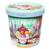 Gobelets en plastique pour sundae glacé, froyo, gelato avec couvercles, récipient de type deli rond de 500 ml, étiquette IML imprimée, style malaisien