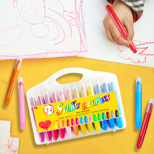 Bán buôn 24 màu sắc không độc hại da có thể giặt mượt Twist bút chì màu - Product Image 6