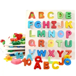 Kids Wooden Number and Alphabet Puzzle Board Number Sorter Blocks Baby Kids Early Educational Toy