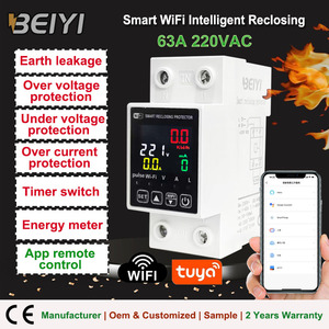 Interruptor <span class=keywords><strong>de</strong></span> Circuito Inteligente Wifi Tuya <span class=keywords><strong>de</strong></span> 63A y 220V, Temporizador 1P+N, Protector <span class=keywords><strong>de</strong></span> Sobretensión y Fuga a Tierra con Medidor <span class=keywords><strong>de</strong></span> kWh - Product Image 1