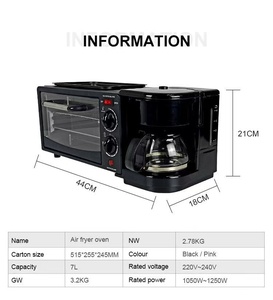 Station petit-déjeuner 3-en-1 : Cafetière, Grille-pain, Poêle à frire – Appareil de comptoir en acier inoxydable noir - Product Image 1