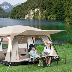 Tente double couche quatre saisons en tissu Oxford pour 6-8 personnes, résistante au soleil et à la pluie, avec poteaux en aluminium et fibre <span class=keywords><strong>de</strong></span> verre, idéale pour le <span class=keywords><strong>camping</strong></span> et les pique-niques en extérieur - Product Image 3