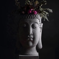 Pot de fleurs en fibre de verre en forme de tête de Bouddha extra large pour décoration intérieure et extérieure, support décoratif moderne en carton