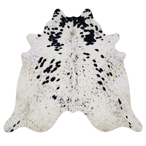 Tapis en cuir de vache noir et blanc, peau de vache naturelle avec poils, tapis en cuir véritable pour salon, chambre à coucher, décoration intérieure, vente en gros - Product Image 1