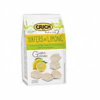 Crich Wafer Al Limone 250g X 10pcs Biscuits carrés croustillants et fruités au citron avec procédé d'estampage en rouleau, en sachet