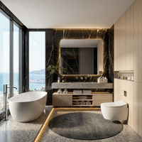 Armoire de salle de bain scandinave en MDF haute densité avec système de fermeture amortie et grande capacité de rangement pour maison moderne, hôtel, appartement