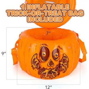 Seau gonflable d'Halloween, couleur orange, léger, durable, en PVC, 12x9 pouces, marque MAKE WAVES - Product Image 2